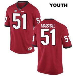 Youth Georgia Bulldogs NCAA #51 David Marshall Nike Stitched Red Authentic College Football Jersey SRS2854EN